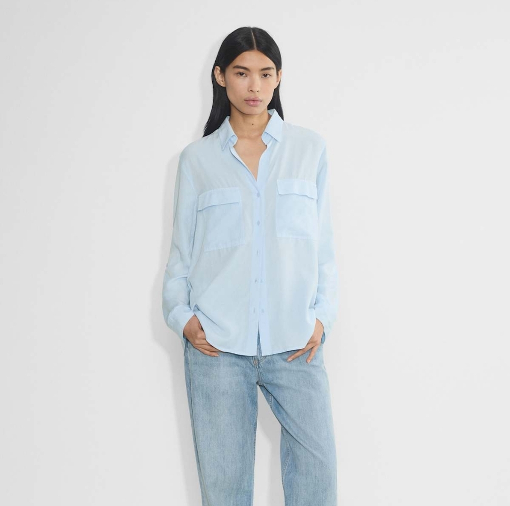 Babaton utility blouse, size small, skyline blue, like new